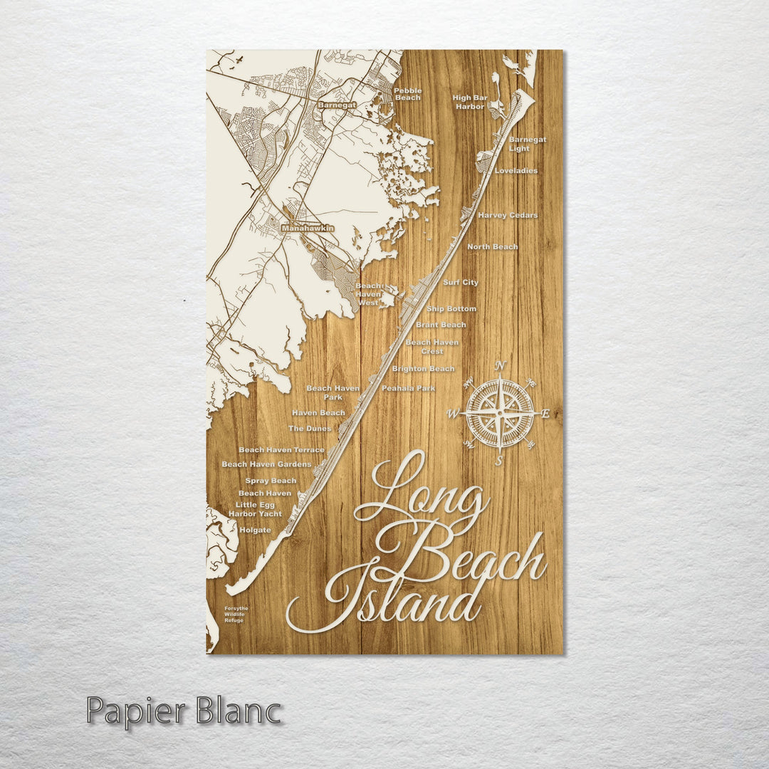 Long Beach Island, New Jersey Engraved Map (Bronze)