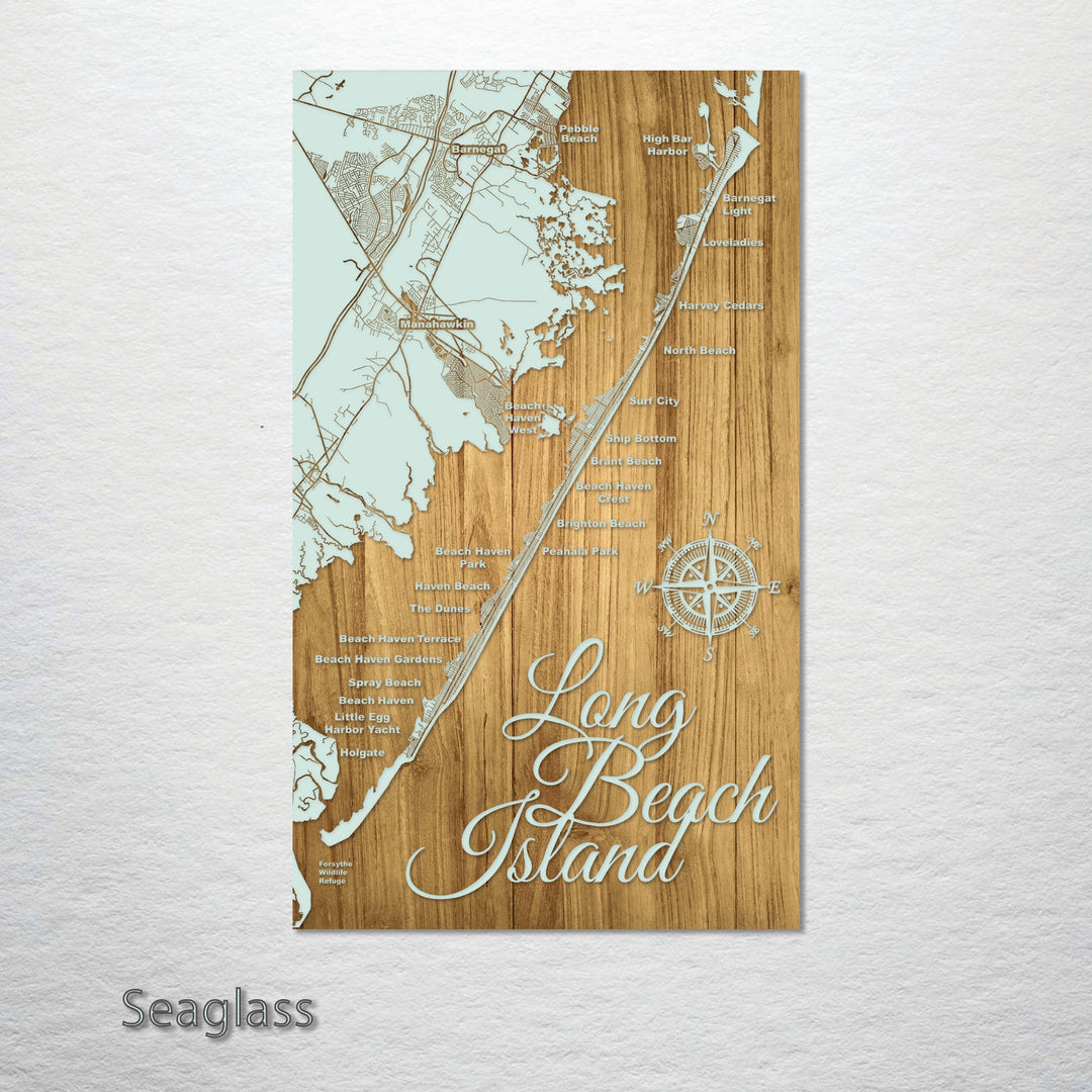 Long Beach Island, New Jersey Engraved Map (Bronze)