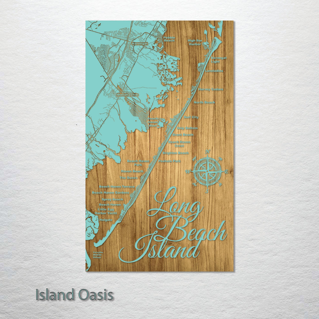 Long Beach Island, New Jersey Engraved Map (Bronze)