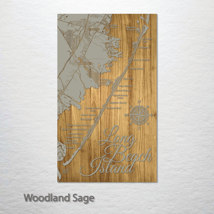 Long Beach Island, New Jersey Engraved Map (Bronze)