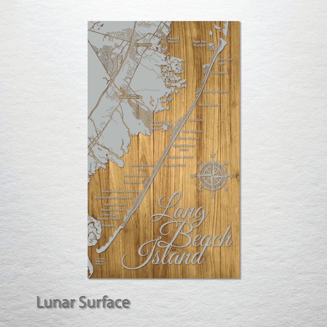 Long Beach Island, New Jersey Engraved Map (Bronze)