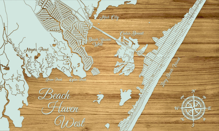 FP0400 - Beach Haven West, NJ Engraved Map (Standard)