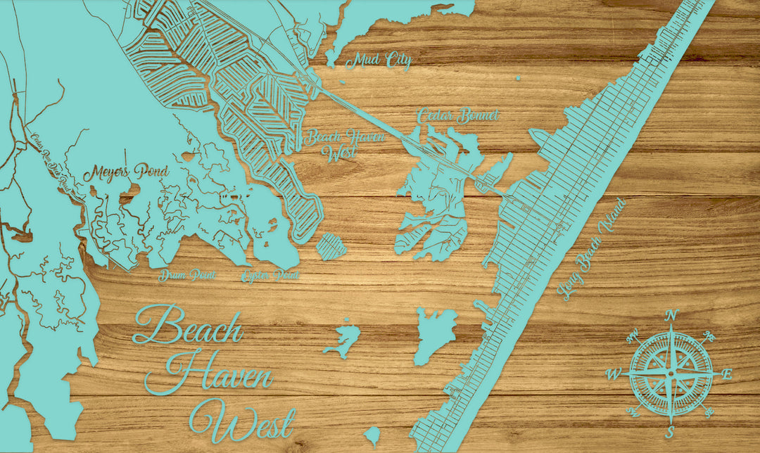 FP0400 - Beach Haven West, NJ Engraved Map (Standard)