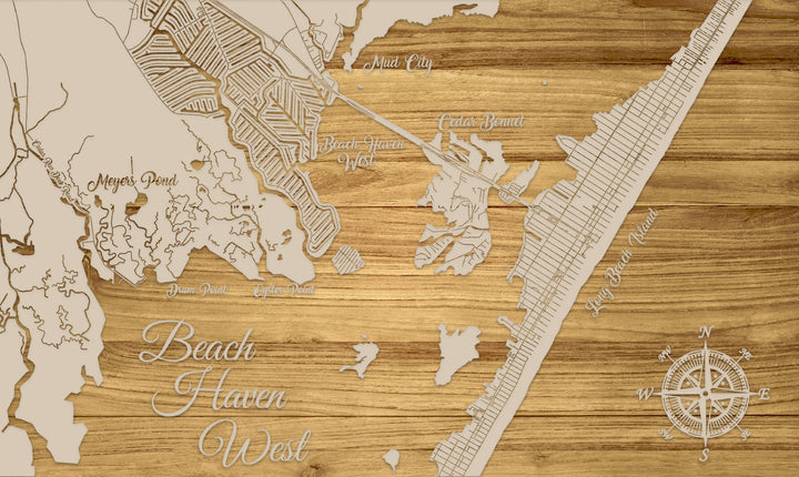 FP0400 - Beach Haven West, NJ Engraved Map (Standard)