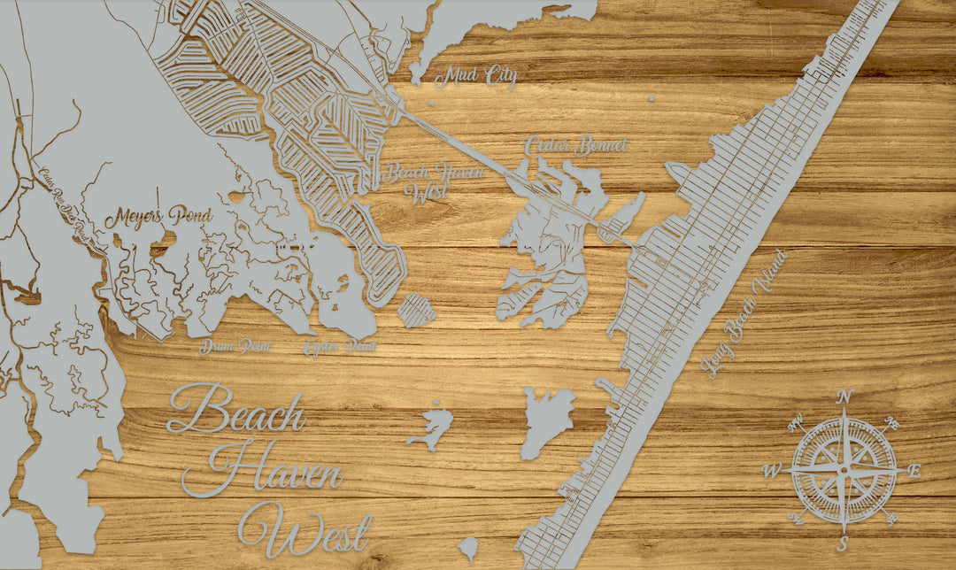 FP0400 - Beach Haven West, NJ Engraved Map (Standard)