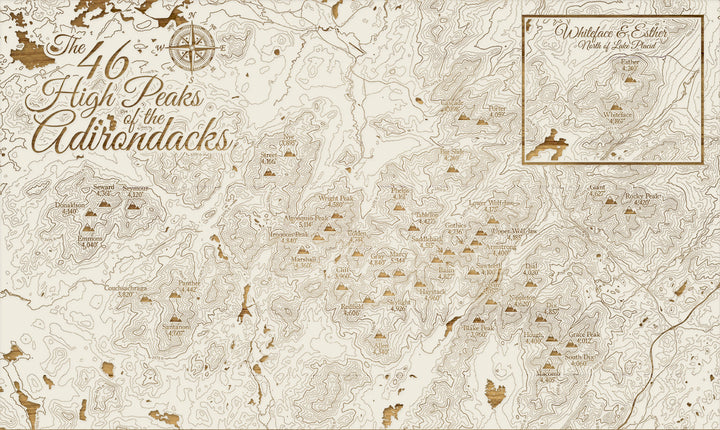 FP1112 - 46ers High Peaks Adirondacks (MI-SM) Engraved Map (Silver)