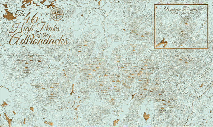 FP1112 - 46ers High Peaks Adirondacks (MI-SM) Engraved Map (Silver)