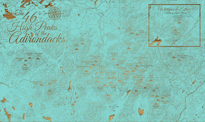 FP1112 - 46ers High Peaks Adirondacks (MI-SM) Engraved Map (Silver)