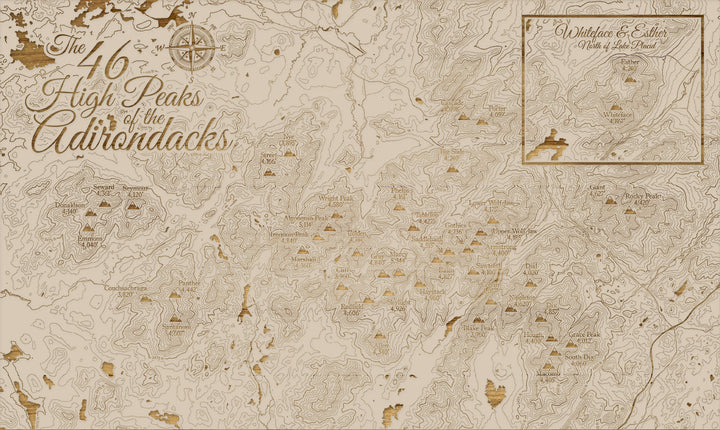 FP1112 - 46ers High Peaks Adirondacks (MI-SM) Engraved Map (Silver)