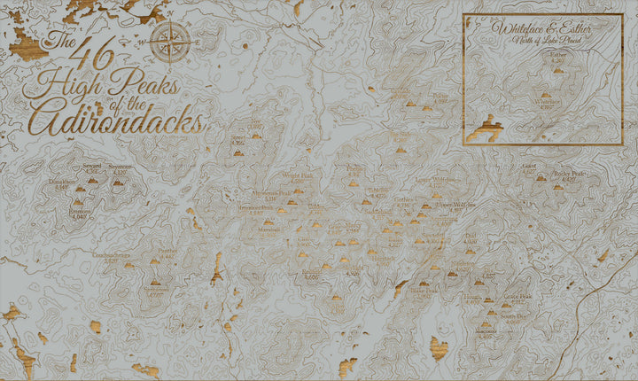 FP1112 - 46ers High Peaks Adirondacks (MI-SM) Engraved Map (Silver)