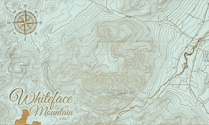 FP1112 - Whiteface Mountain, New York (MI-SM) Engraved Map (Silver)