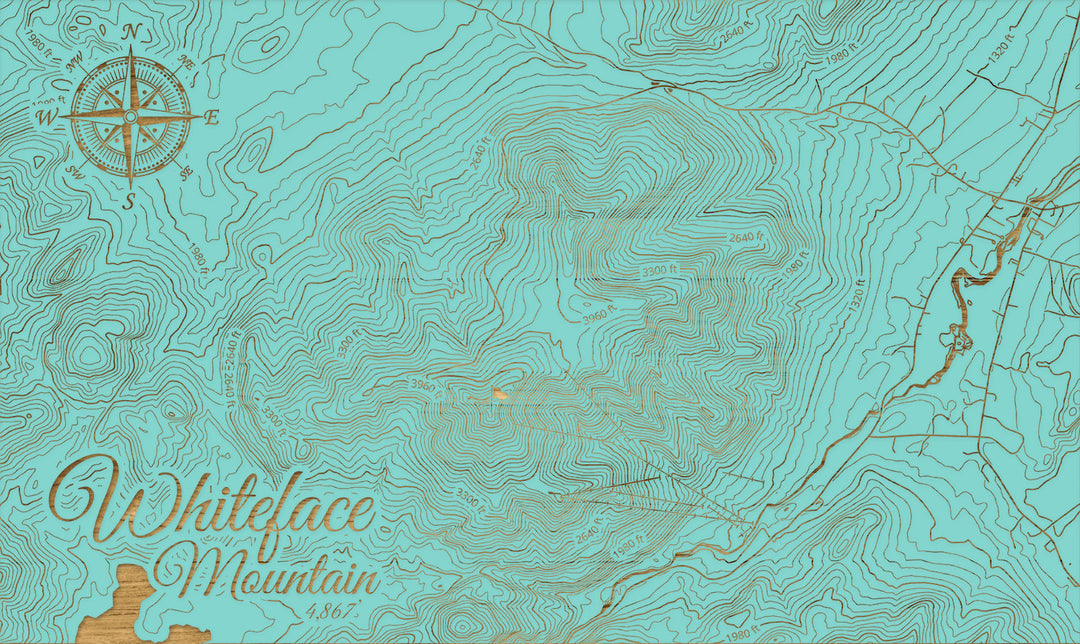 FP1112 - Whiteface Mountain, New York (MI-SM) Engraved Map (Silver)