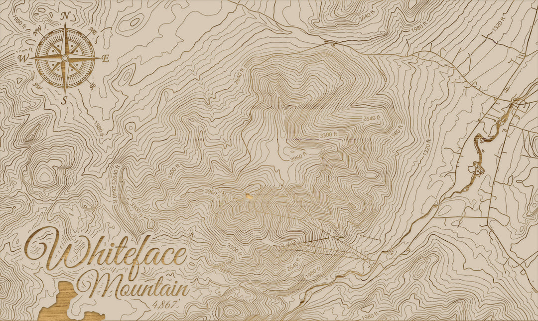 FP1112 - Whiteface Mountain, New York (MI-SM) Engraved Map (Silver)