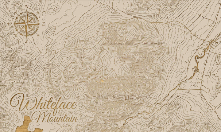 FP1112 - Whiteface Mountain, New York (MI-SM) Engraved Map (Silver)