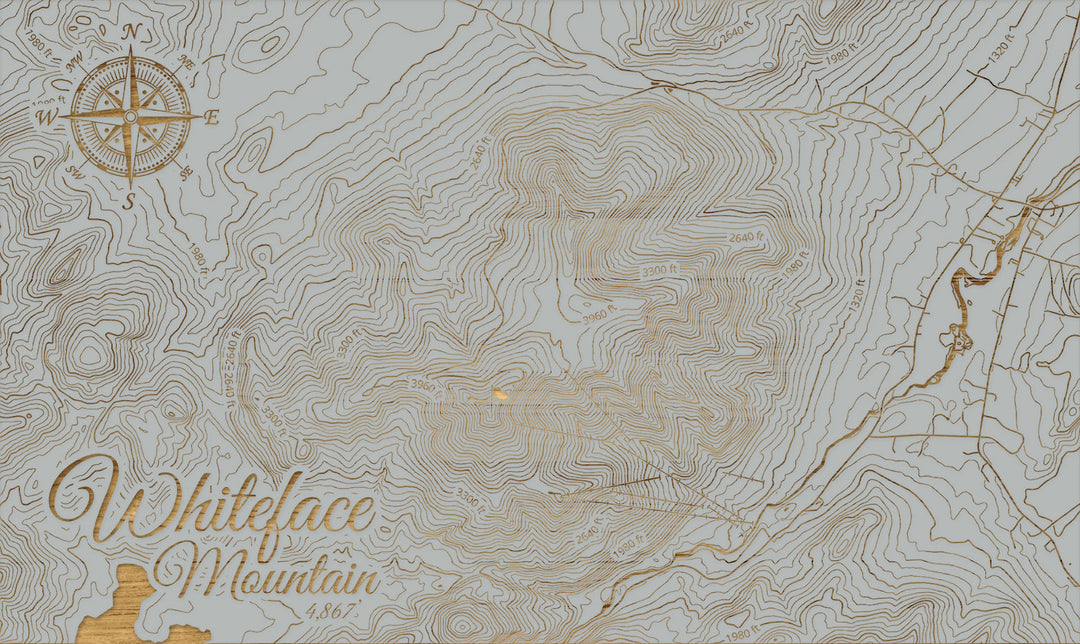 FP1112 - Whiteface Mountain, New York (MI-SM) Engraved Map (Silver)