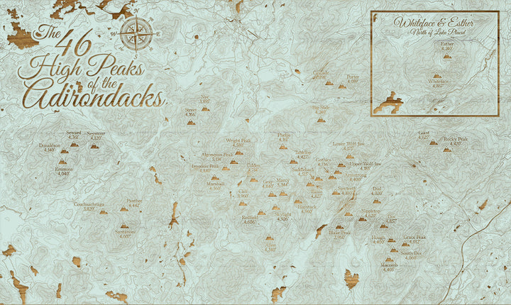 FP1112 - 46ers High Peaks Adirondacks Engraved Map (SCH-3X) (Silver)