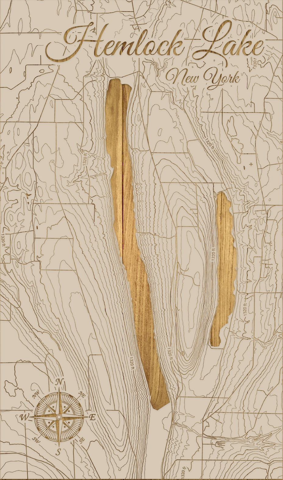 FP1543 - Hemlock Lake, NY Engraved Map (Standard)