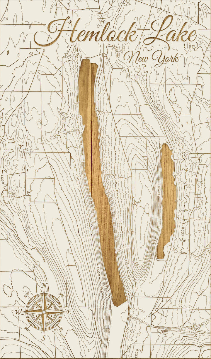 FP1543 - Hemlock Lake, NY Engraved Map (Standard)