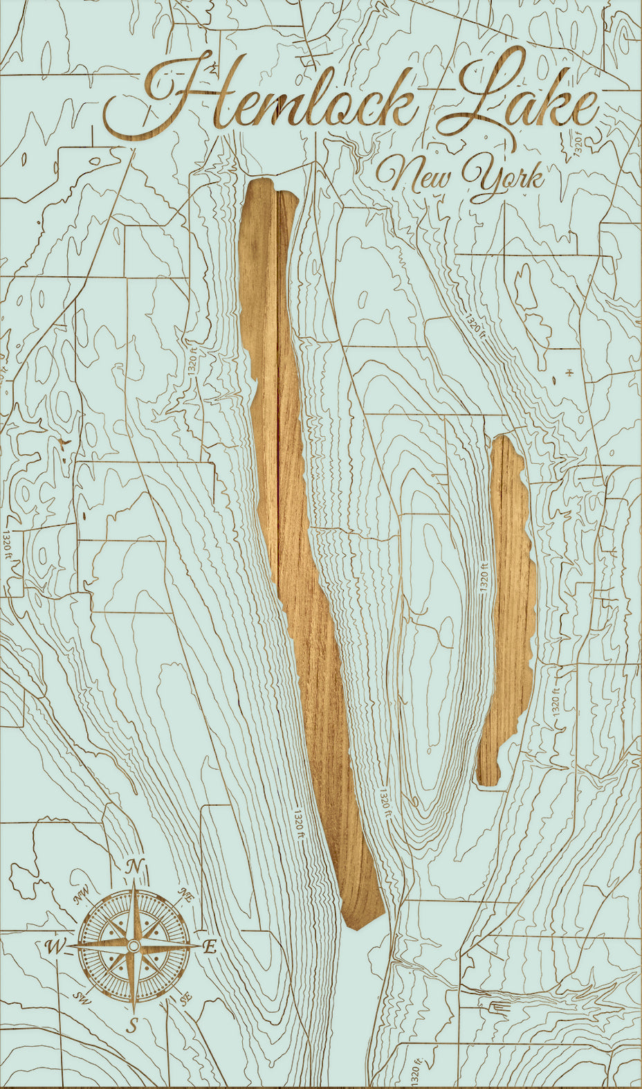 FP1543 - Hemlock Lake, NY Engraved Map (Standard)