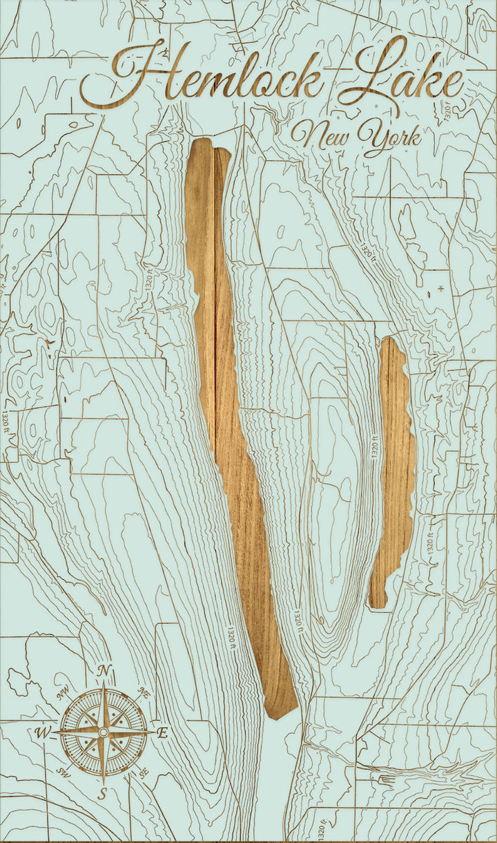 FP1543 - Hemlock Lake, NY Engraved Map (Standard)