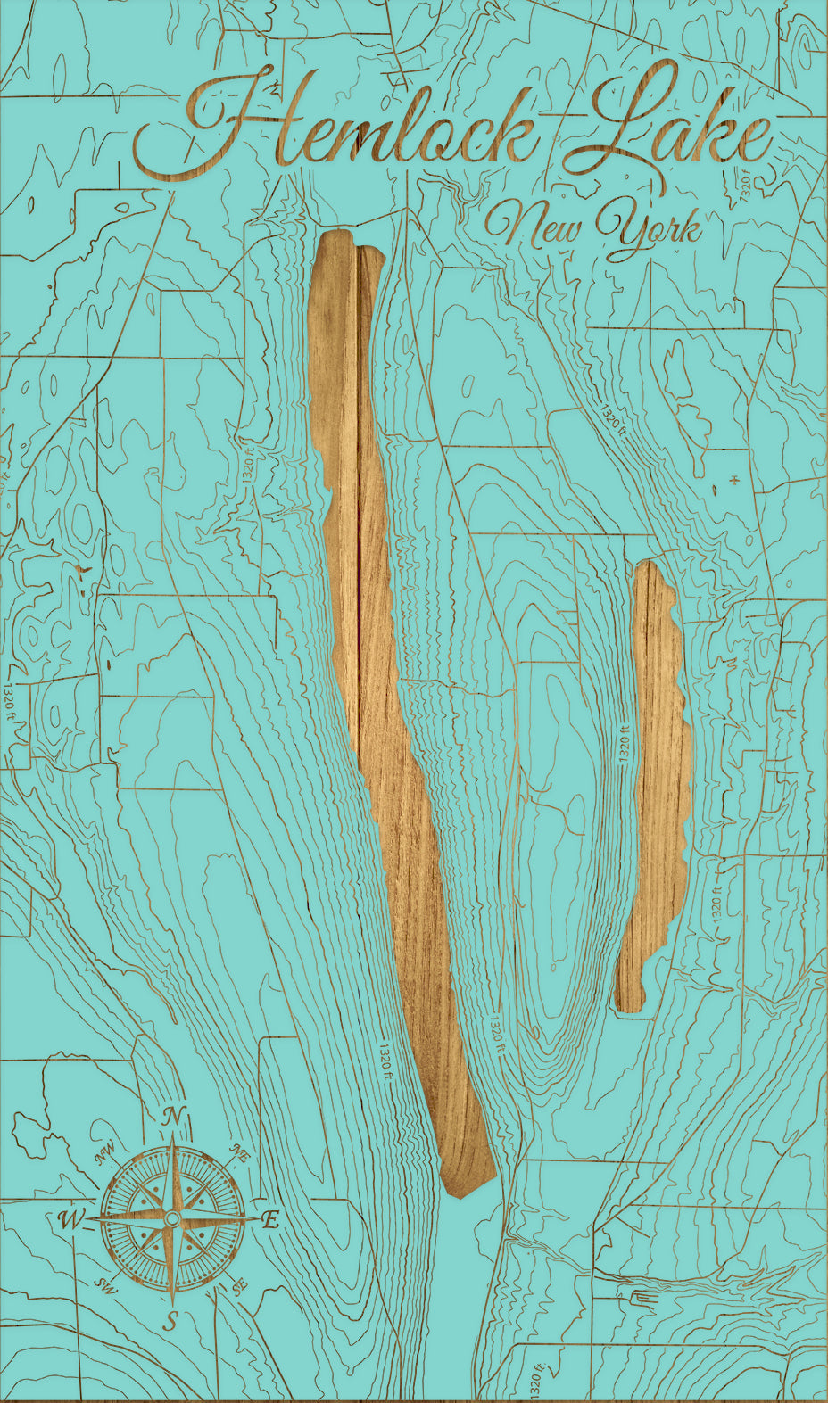 FP1543 - Hemlock Lake, NY Engraved Map (Standard)
