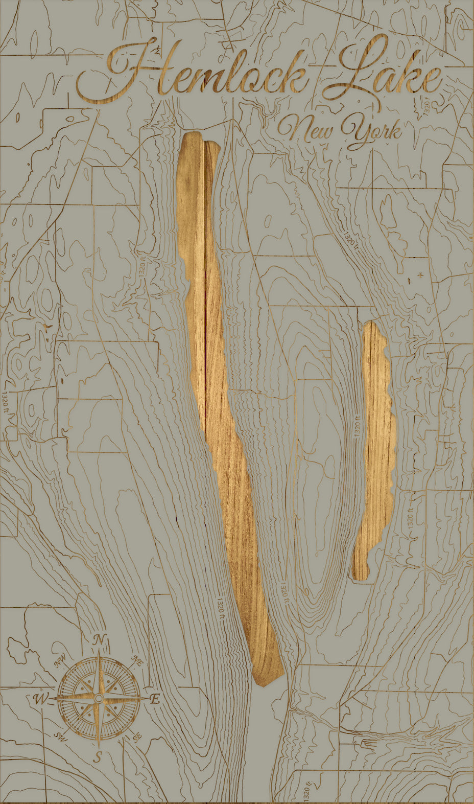 FP1543 - Hemlock Lake, NY Engraved Map (Standard)