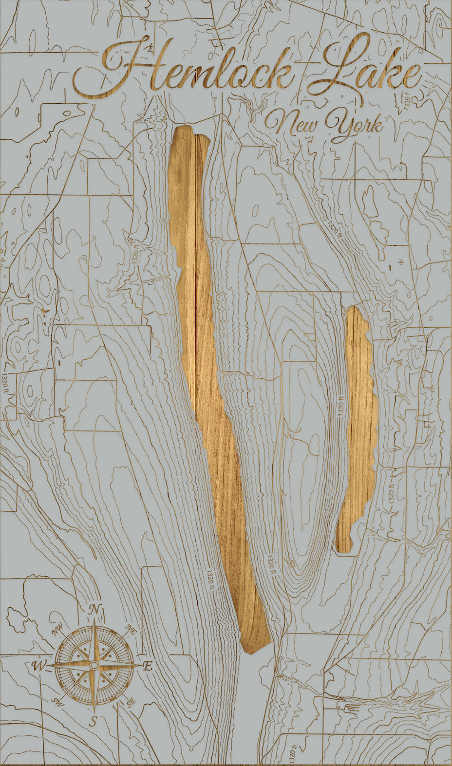 FP1543 - Hemlock Lake, NY Engraved Map (Standard)