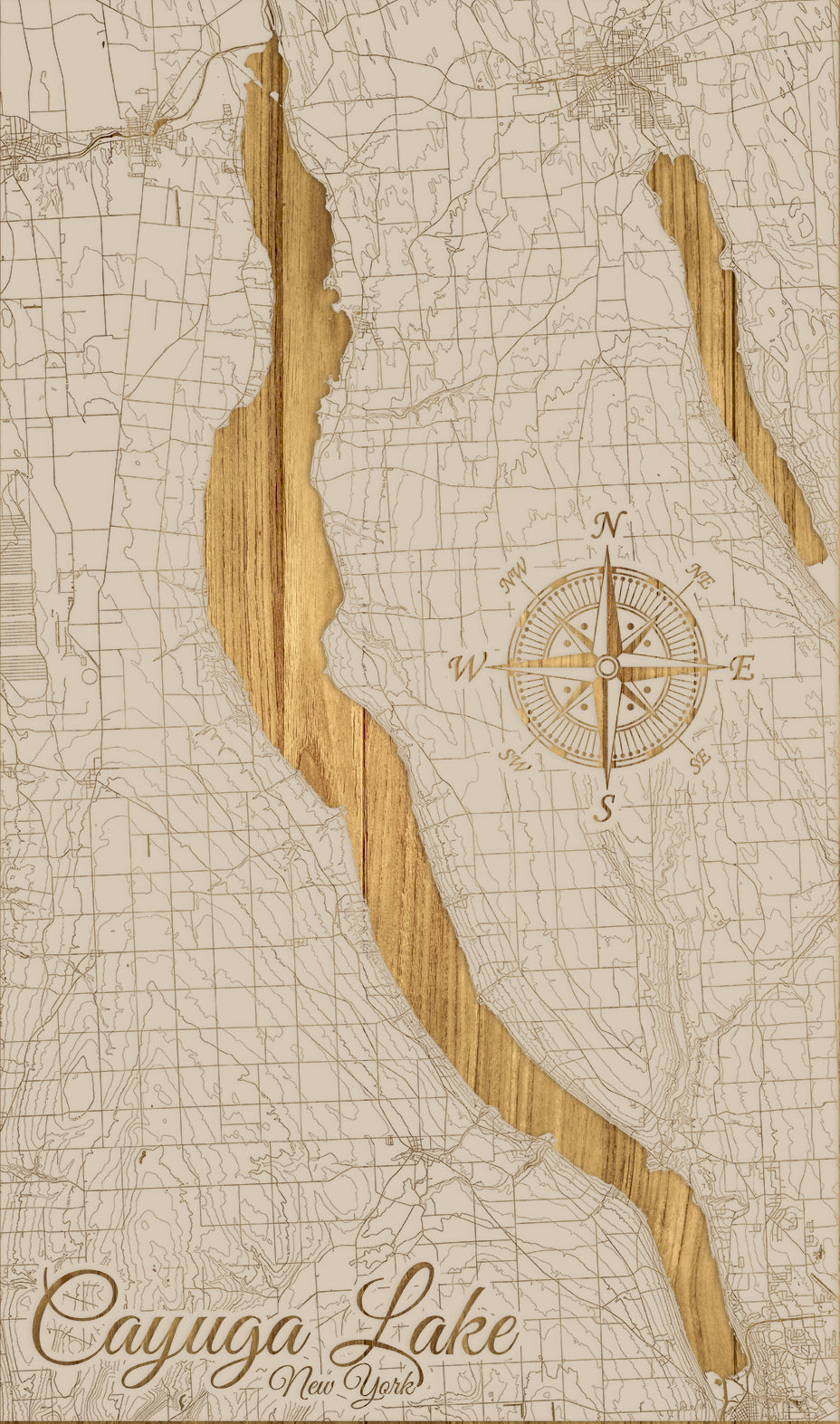FP1543 - Cayuga Lake, NY Engraved Map (Standard)