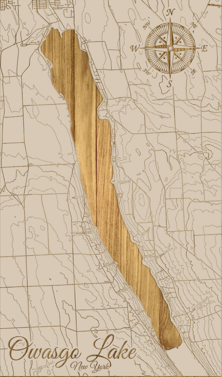 FP1543 - Owasgo Lake, NY Engraved Map (Standard)