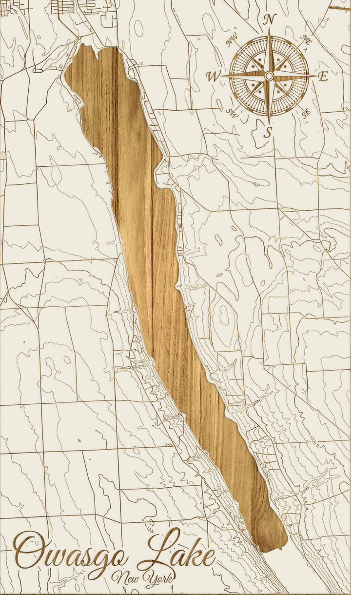 FP1543 - Owasgo Lake, NY Engraved Map (Standard)