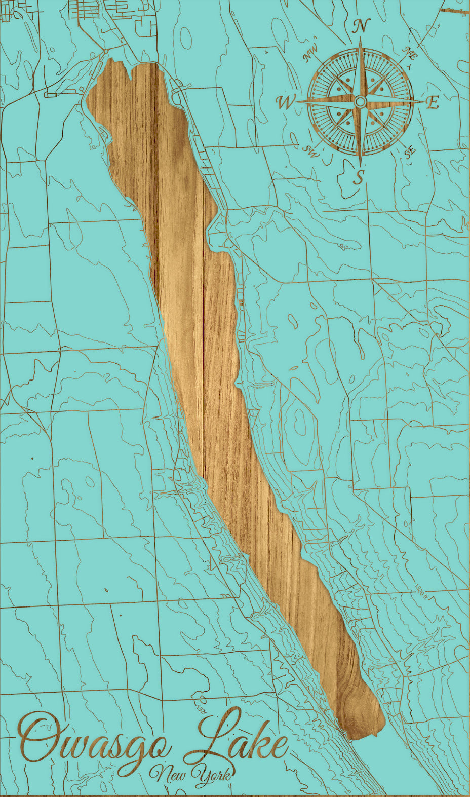 FP1543 - Owasgo Lake, NY Engraved Map (Standard)