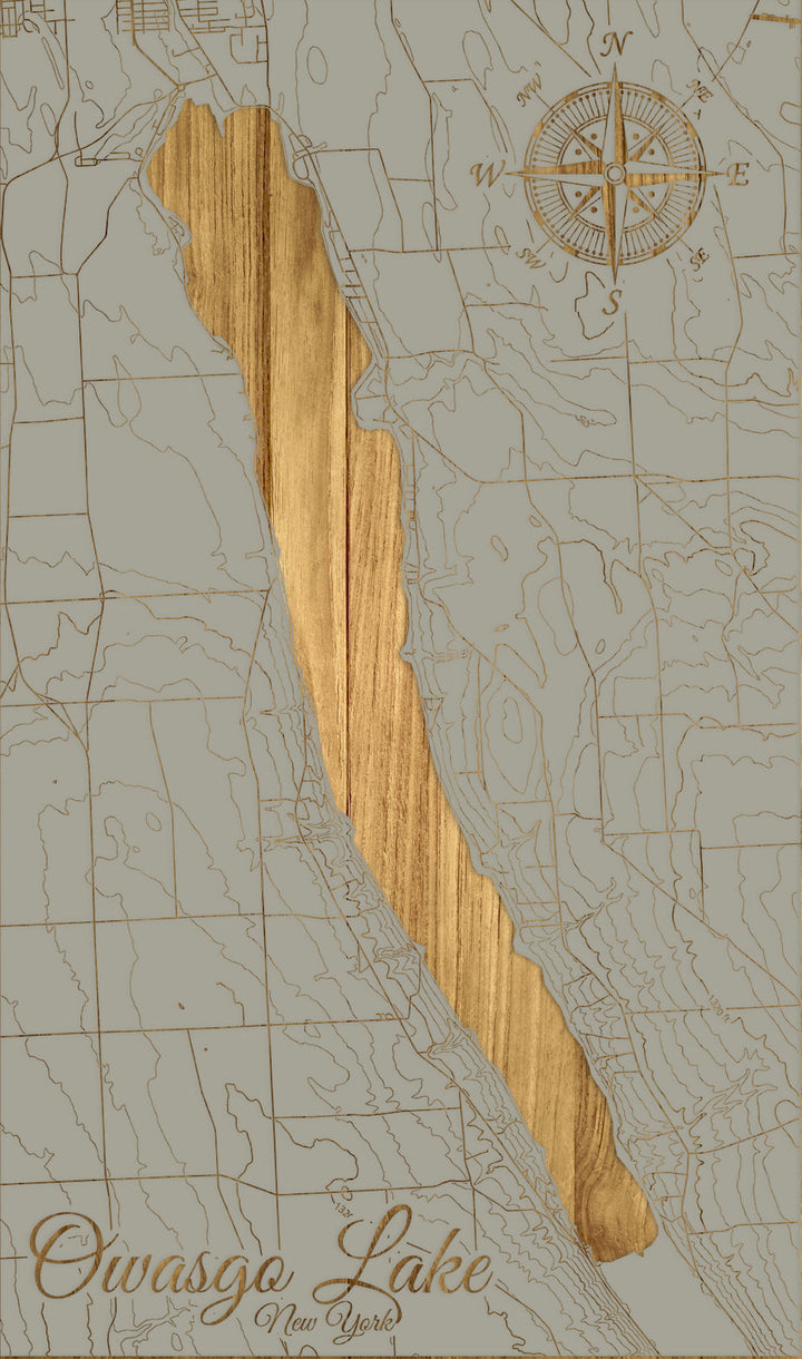 FP1543 - Owasgo Lake, NY Engraved Map (Standard)