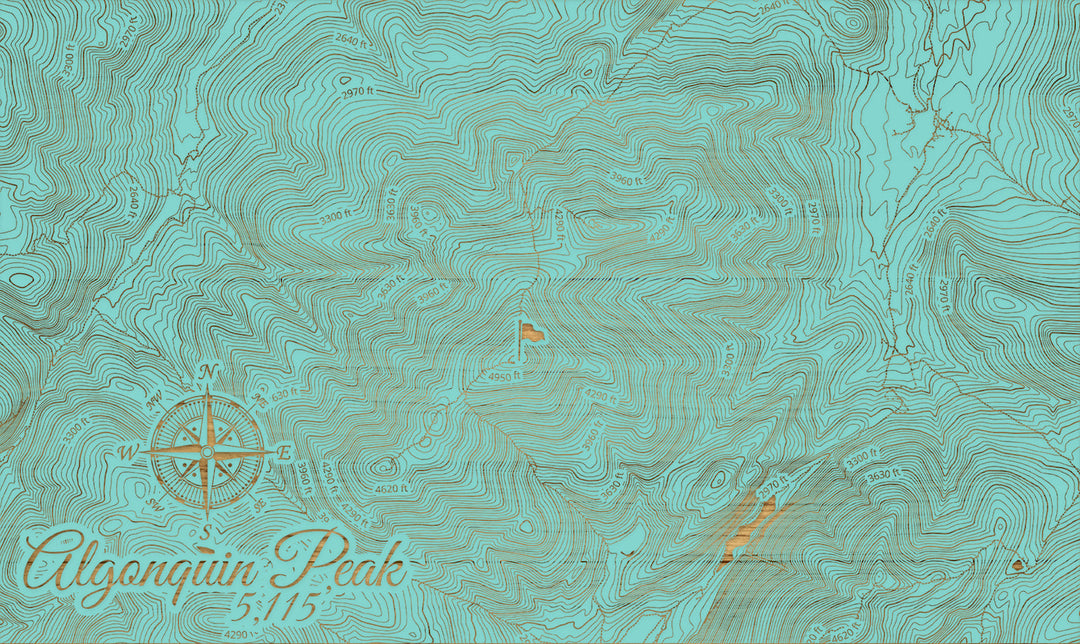 FP1112 - Algonquin Peak, NY Engraved Map (Silver)