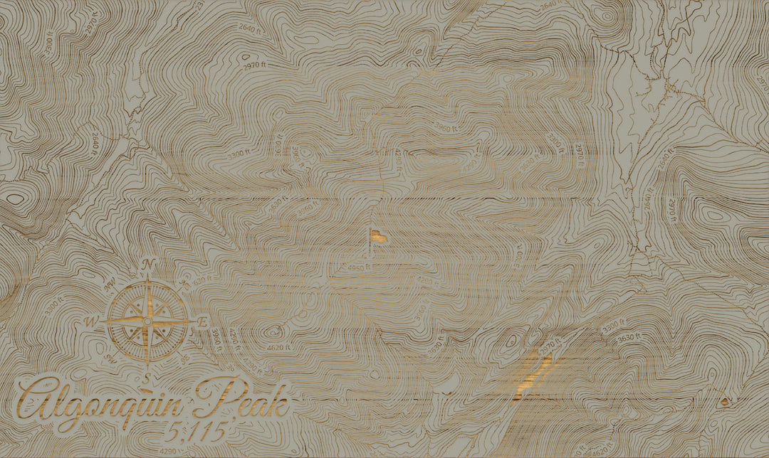 FP1112 - Algonquin Peak, NY Engraved Map (Silver)
