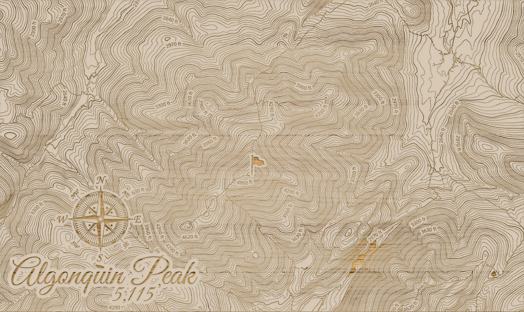 FP1112 - Algonquin Peak, NY Engraved Map (Silver)