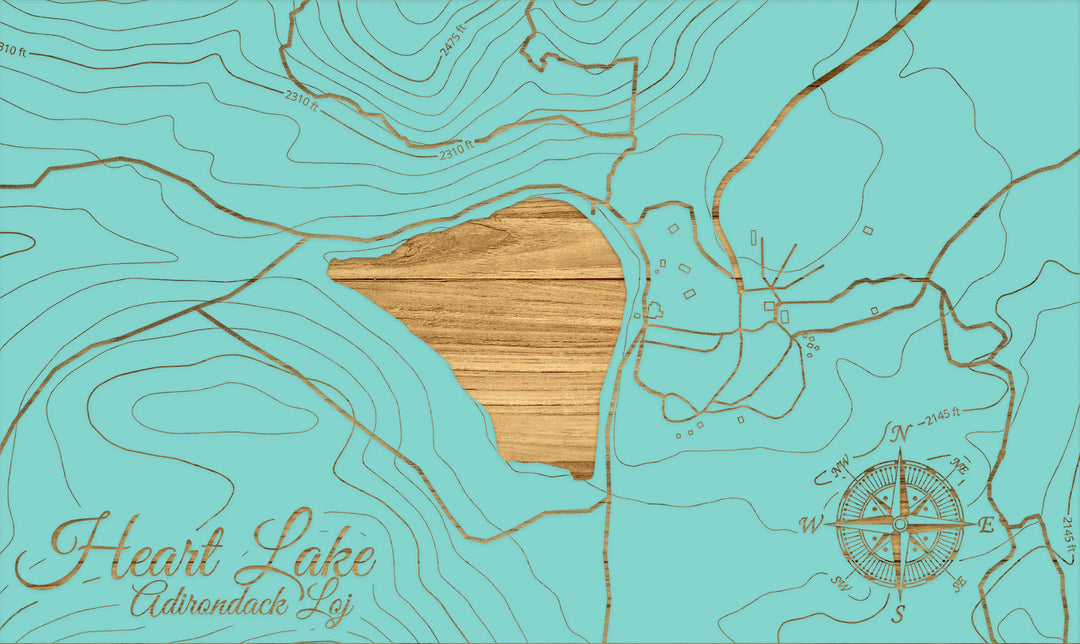 FP1112 - Heart Lake, NY Engraved Map (Silver)