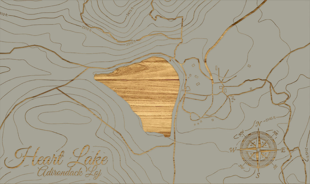 FP1112 - Heart Lake, NY Engraved Map (Silver)