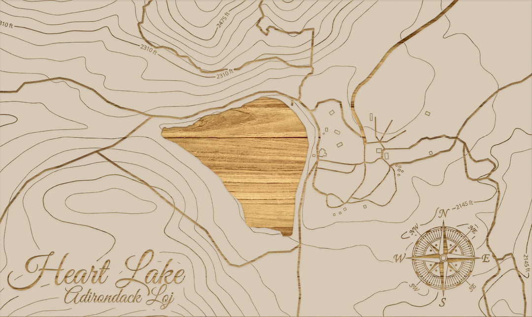 FP1112 - Heart Lake, NY Engraved Map (Silver)