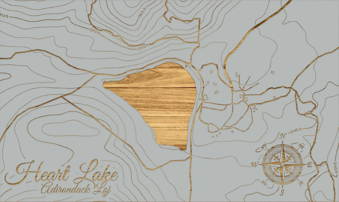 FP1112 - Heart Lake, NY Engraved Map (Silver)