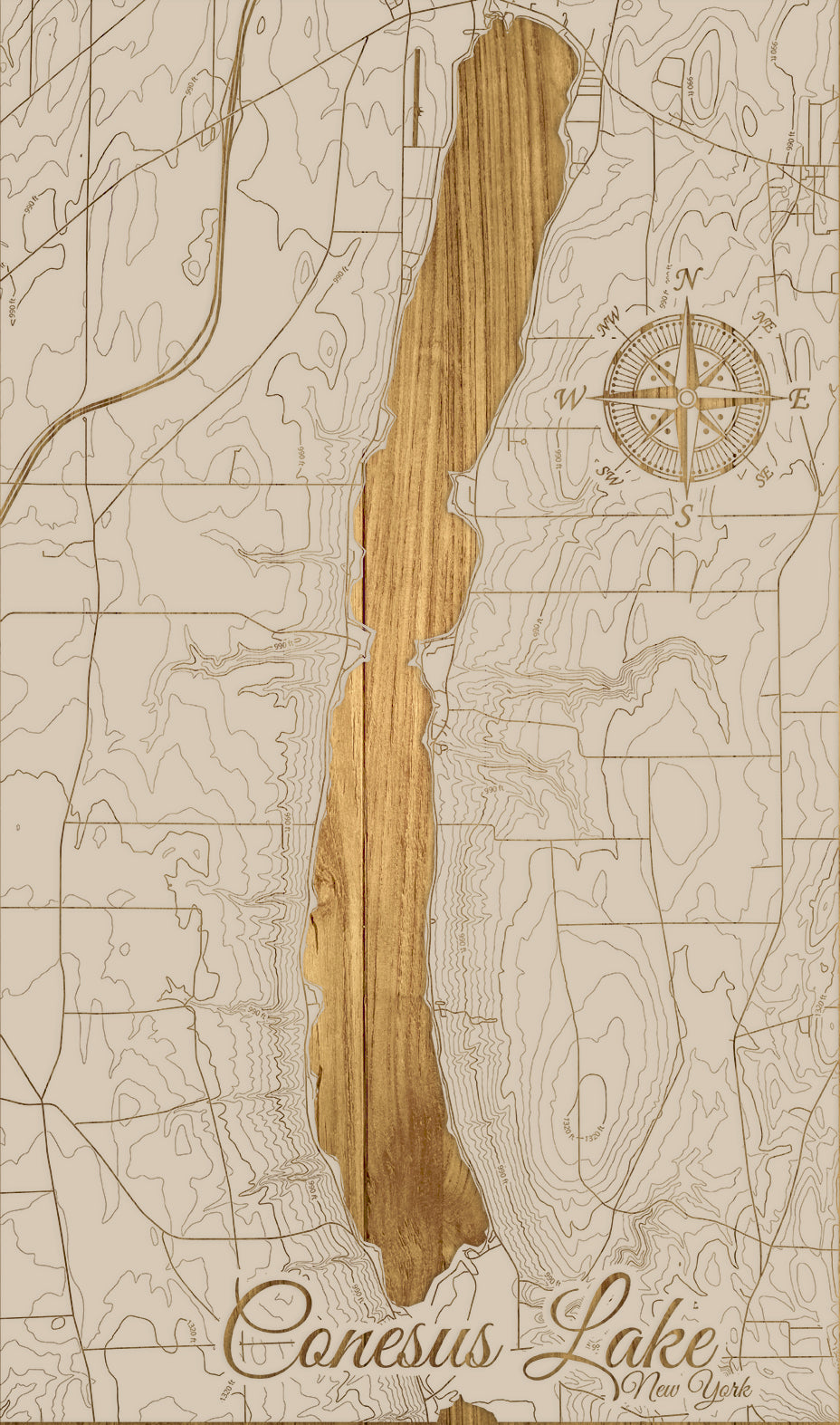 FP1543 - Conesus Lake, NY Topo Engraved Map (Standard)
