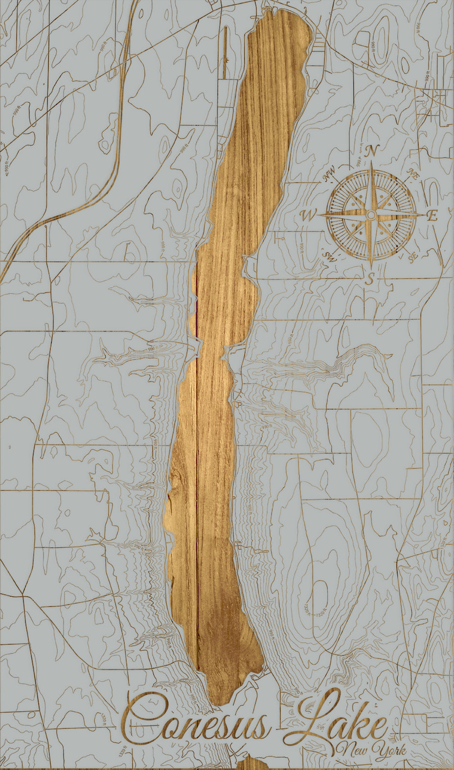 FP1543 - Conesus Lake, NY Topo Engraved Map (Standard)
