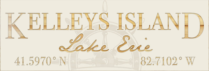 FP0776 - Kelleys Island Lake Erie Engraved Panoramic Coordinate Sign (Standard)