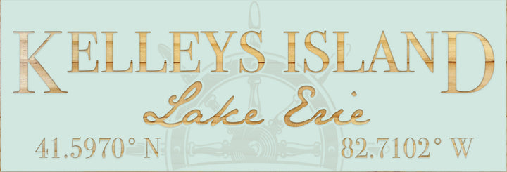 FP0776 - Kelleys Island Lake Erie Engraved Panoramic Coordinate Sign (Standard)