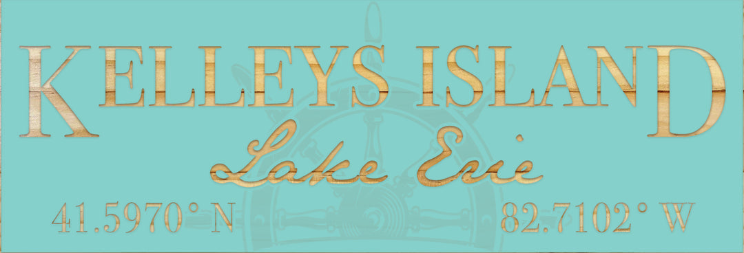FP0776 - Kelleys Island Lake Erie Engraved Panoramic Coordinate Sign (Standard)