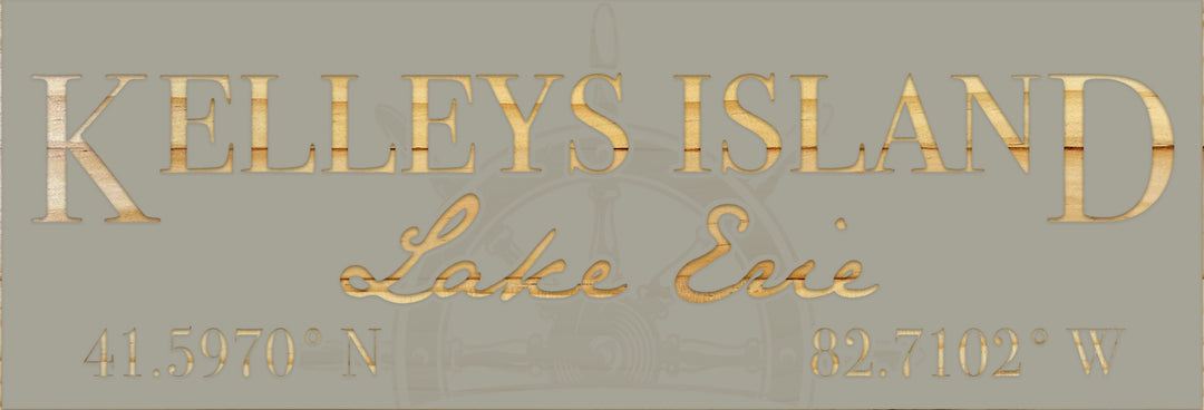 FP0776 - Kelleys Island Lake Erie Engraved Panoramic Coordinate Sign (Standard)