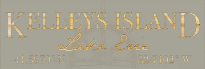 FP0776 - Kelleys Island Lake Erie Engraved Panoramic Coordinate Sign (Standard)