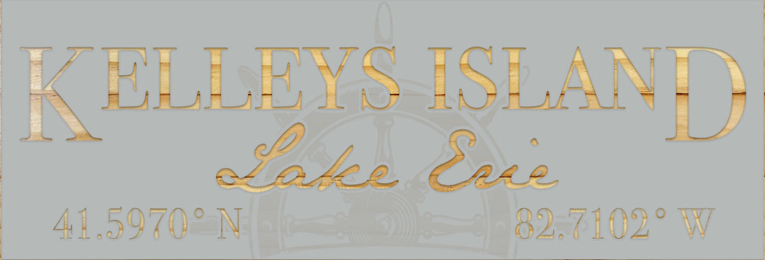 FP0776 - Kelleys Island Lake Erie Engraved Panoramic Coordinate Sign (Standard)