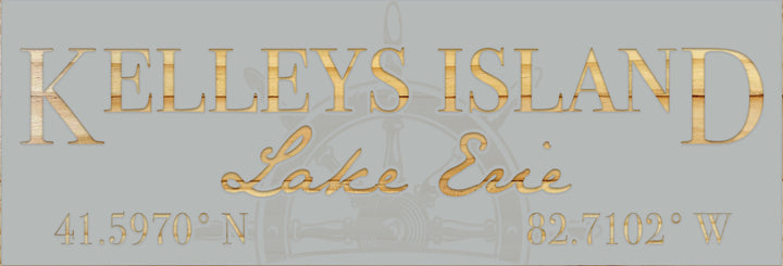 FP0776 - Kelleys Island Lake Erie Engraved Panoramic Coordinate Sign (Standard)