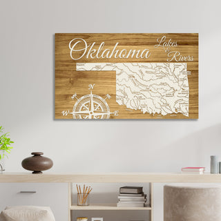 Oklahoma Lakes & Rivers Engraved Map (Standard)