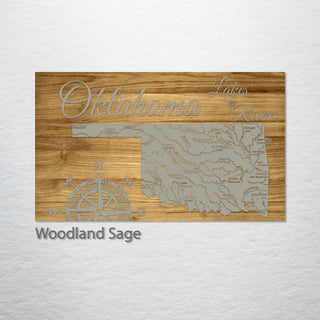 Oklahoma Lakes & Rivers Engraved Map (Standard)